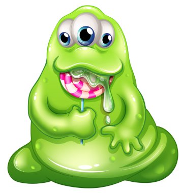 lolipop yiyen bir greenslime bebek canavar