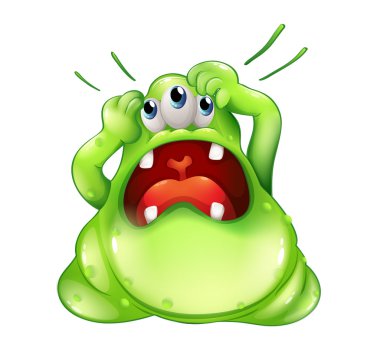 A frustrated three-eyed monster clipart
