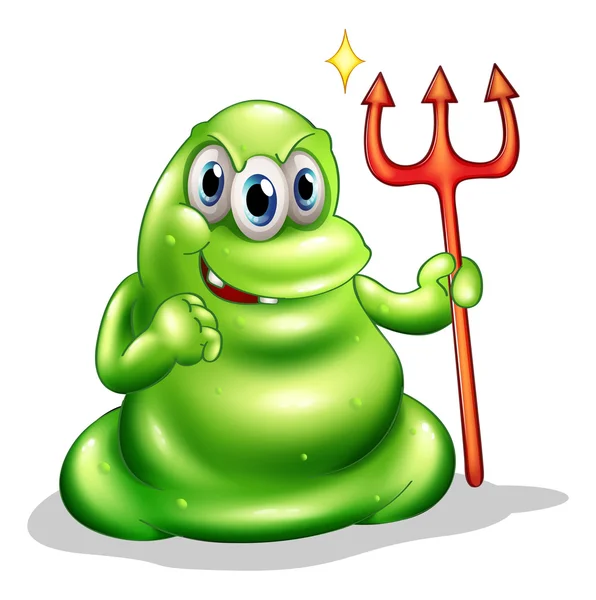A greenslime monster holding the sign of death — Stock Vector