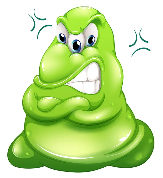 Un monstre vert très en colère — Image vectorielle