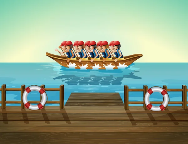 Лодка с мужчинами — стоковый вектор