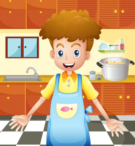 Ein lächelnder Koch in der Küche — Stockvektor