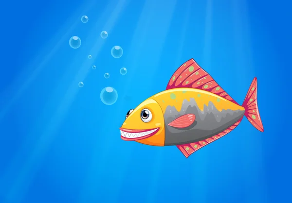 A smiling fish in the ocean — Stock Vector