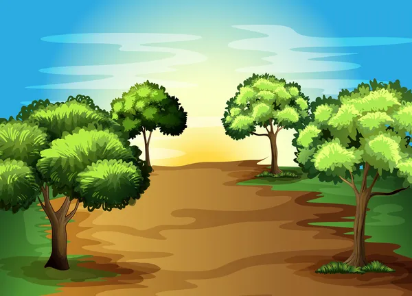 Αυξανόμενη πράσινα δέντρα στο δάσος — Διανυσματικό Αρχείο
