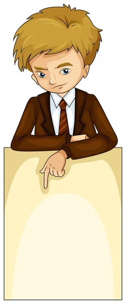 A sad businessman with an empty signage — Stock Vector