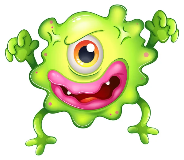 An angry green one-eyed monster — Stock Vector