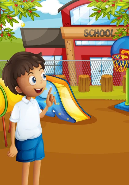 A happy student at the school's playground — Stock Vector