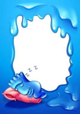 A border design with a sleeping monster clipart