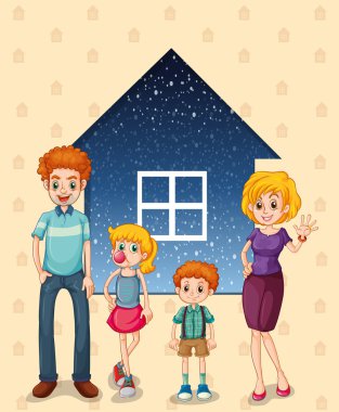 evin önünde bir aile