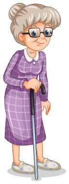 yaşlı bir kadın baston