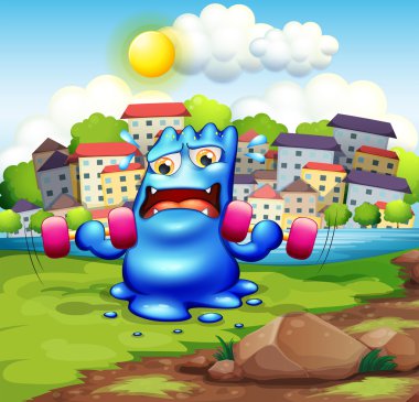 şehirde egzersiz yorgun bir canavar