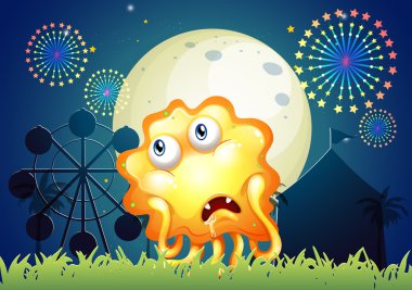 Karnaval yakınındaki bir üzgün portakal monster