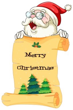 eski bir kağıt tutan santa Noel tebrik ile ilerleyin.