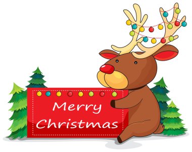 Noel kartı tutan bir geyik