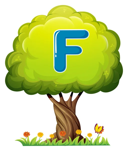 一棵树与字母 f — 图库矢量图片