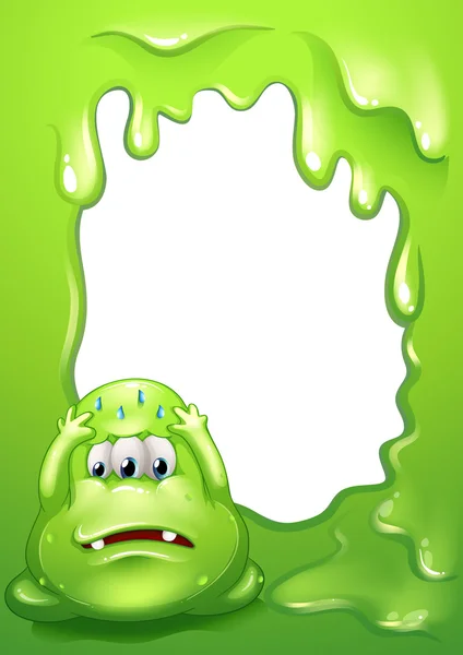 一个紧张的绿色怪物在一个空的模板 — 图库矢量图片