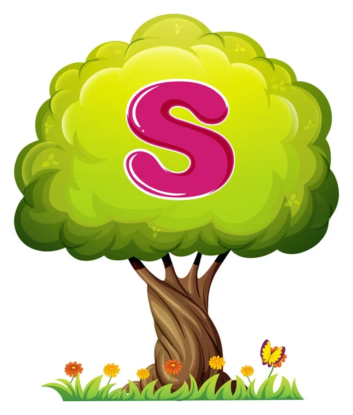Un árbol con una letra S — Vector de stock