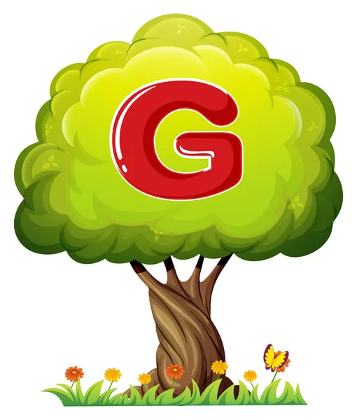 A tree with a letter G — Stock Vector