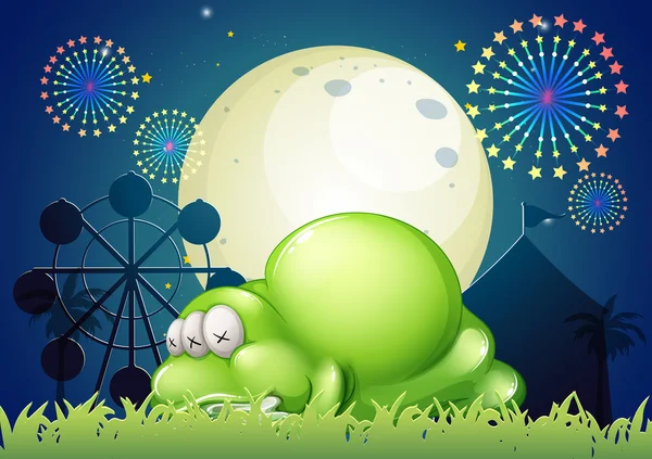 A monster sleeping at the carnival — Stock Vector