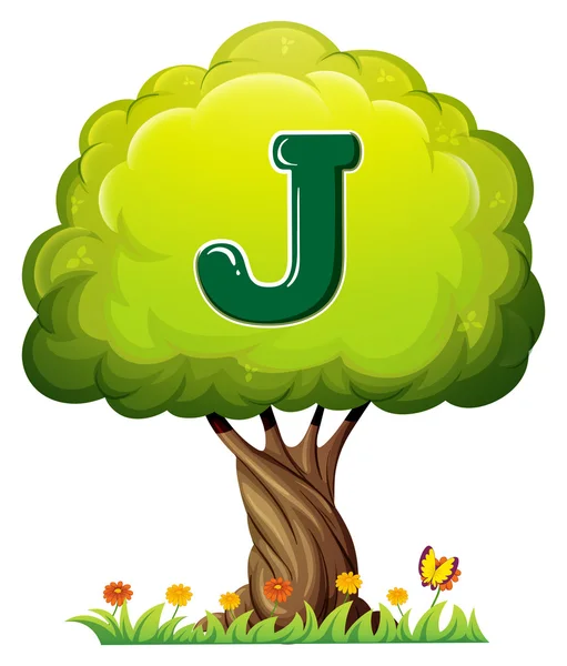 A tree with a letter J — Stock Vector
