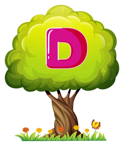 一棵树与字母 d — 图库矢量图片
