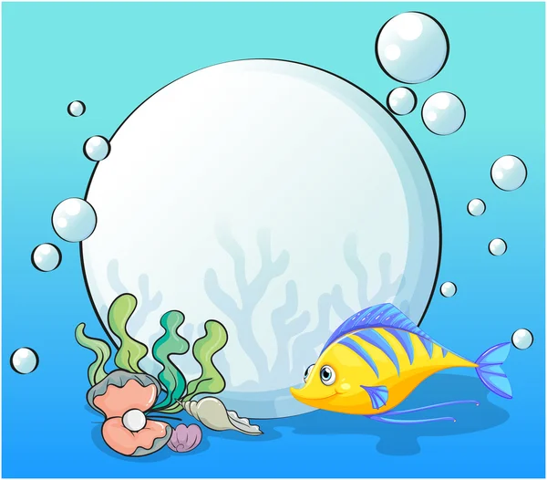 一条鱼和贝壳海下 — 图库矢量图片