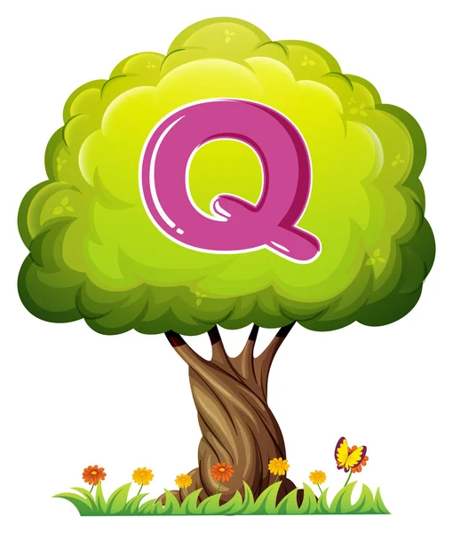 Uma árvore com uma letra Q — Vetor de Stock