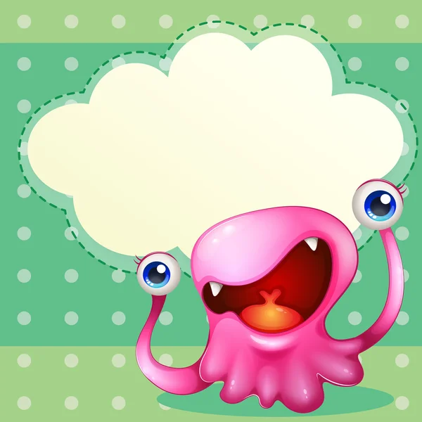 A pink monster with an empty callout at the back — Stock Vector