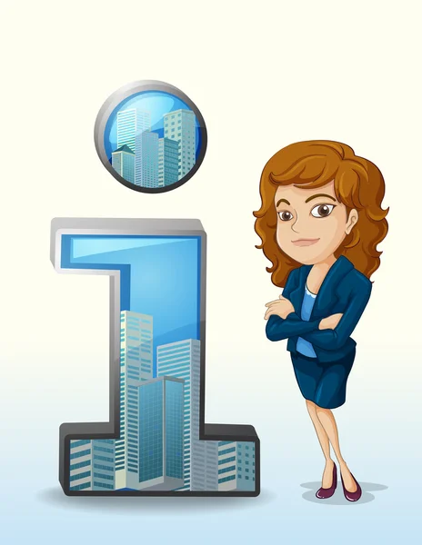 Een zakenvrouw met een aangename persoonlijkheid naast het nummer op — Stockvector