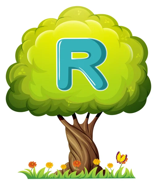 Un árbol con una letra R — Vector de stock