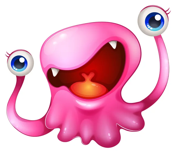 A very excited pink monster — Stock Vector