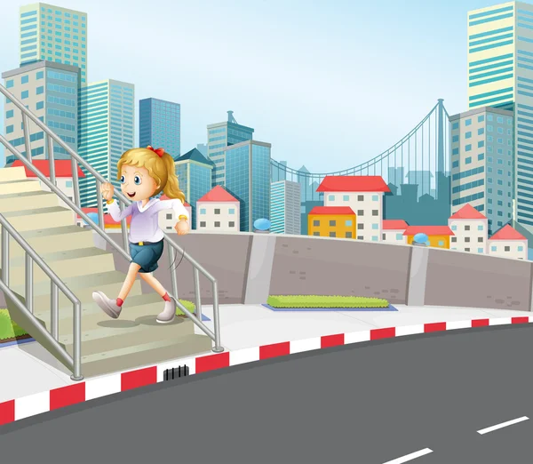 A girl exercising outdoor — Stock Illustration A girl exercising outdoor Vector Graphics