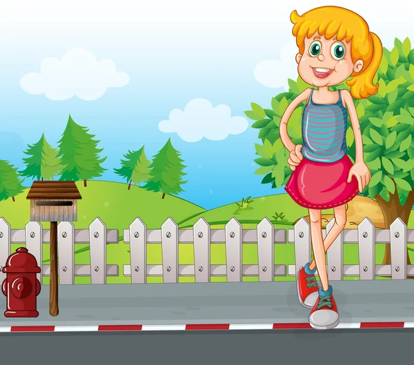 A tall young girl at the street near the mailbox — Stock Illustration A tall young girl at the street near the mailbox Royalty Free Stock Illustrations