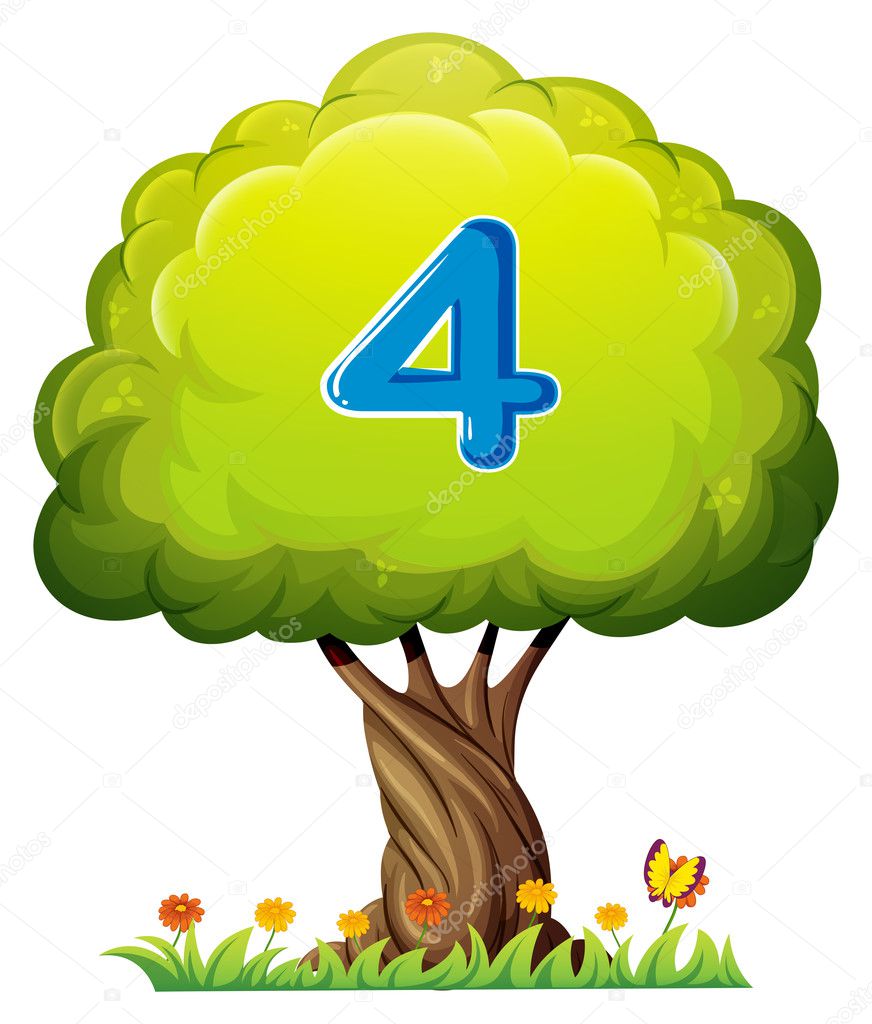 A tree with a number four figure