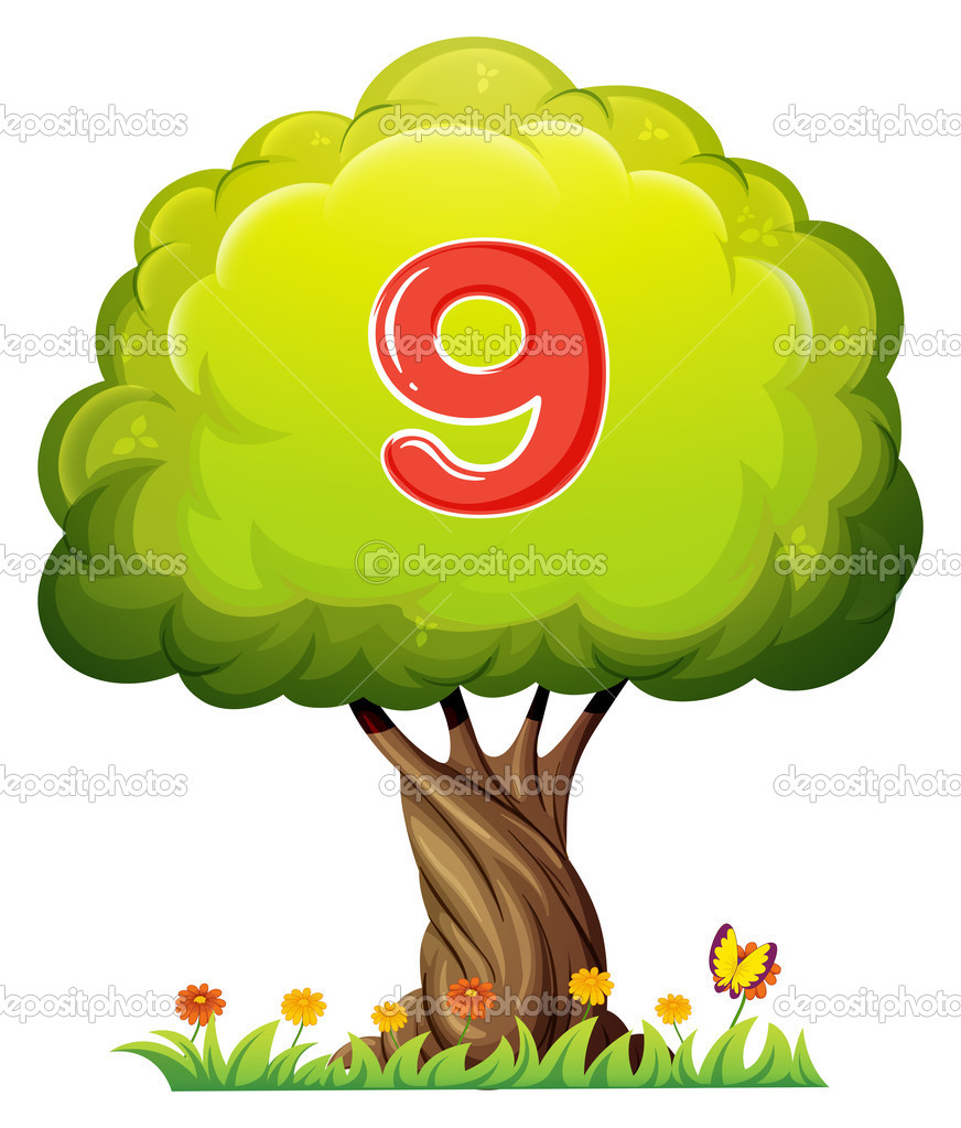 A tree with a number nine figure