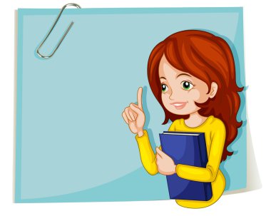 ATAÇ ile boş kağıt önünde bir kitap olan bir kadın