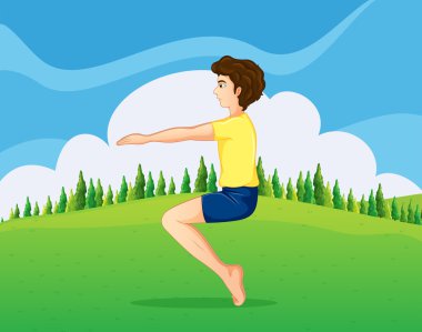 hilltop Yoga yapan bir erkek