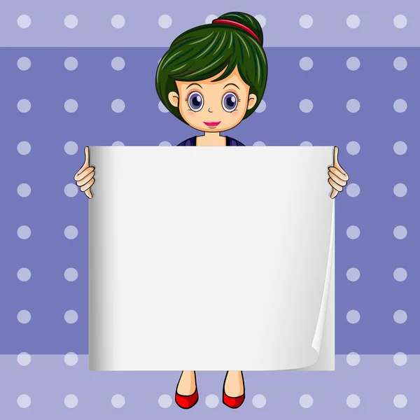 A girl holding an empty signage — Stock Vector