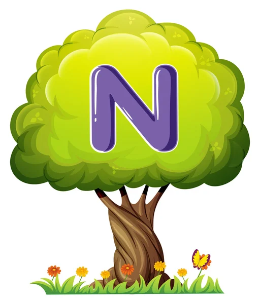 Egy fa egy N betű — Stock Vector