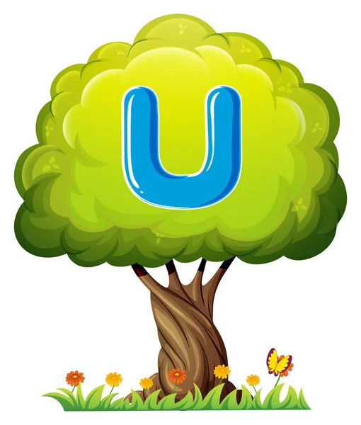 Un árbol con una letra U — Vector de stock