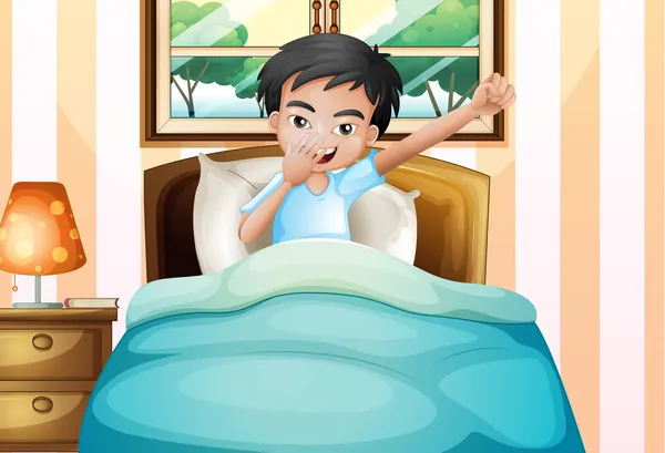 A boy waking up early — Stock Vector