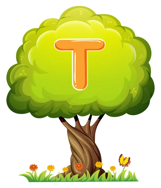 A tree with a letter T — Stock Vector