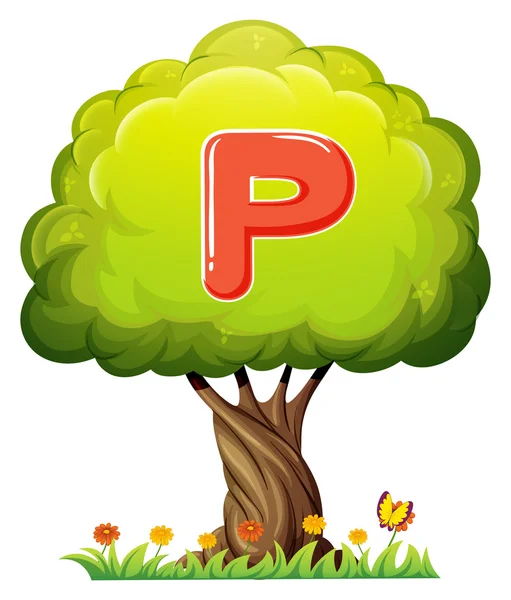 手紙 p を持つツリー — ストックベクタ