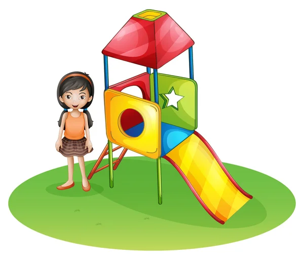 A cute girl at the playground — Stock Vector