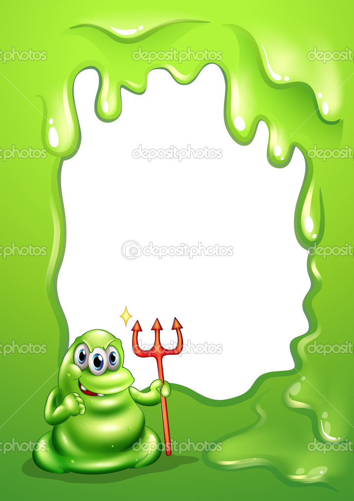 A green monster holding a death fork