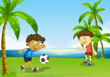 nehir futbol oynayan çocuklar
