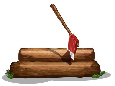 An axe and the two big woods clipart