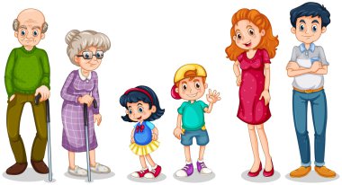 A happy family with their grandparents clipart