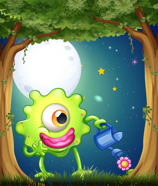 Gecenin bir yarısı bitkilerin sulama canavar