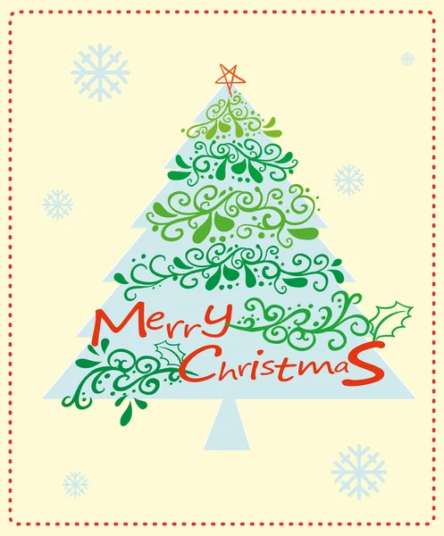 一张圣诞贺卡与一棵圣诞树 — 图库矢量图片